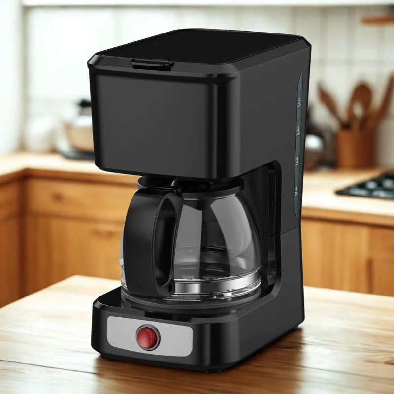 HKM-181331 5-Cup Coffee Maker with Ground Coffee Option, Clear Water Level Indicator, Non-Stick Warm Plate
