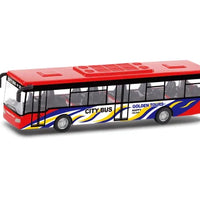 HKM-181395 Diecast Pull Back Alloy Toy Bus Vehicle - 1:35 Metal Model for Kids