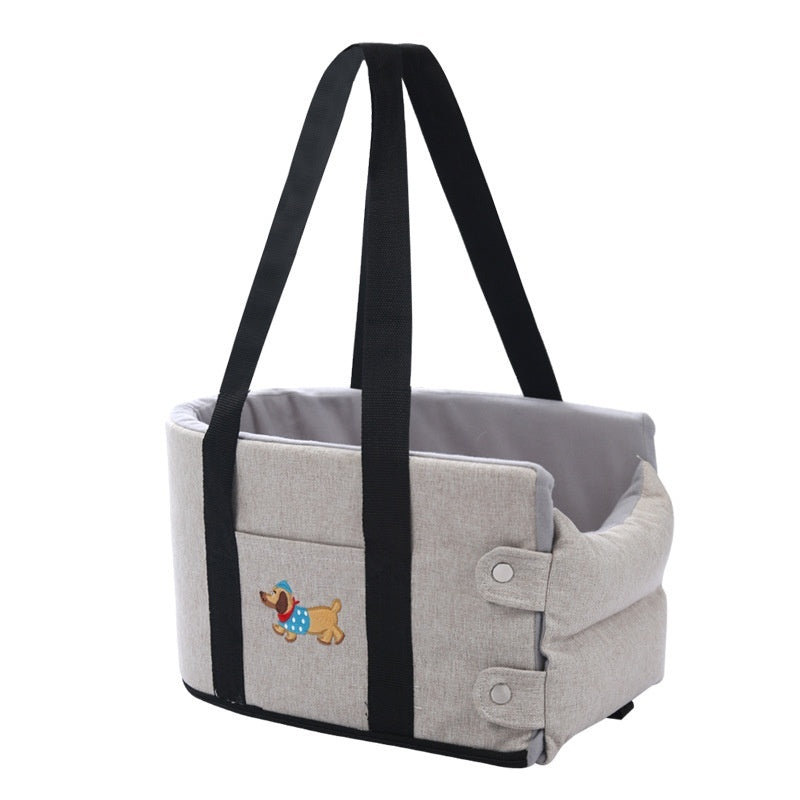 HKM-1815229 Portable Dog Car Center Console Nest with Soft Linen Fabric Options
