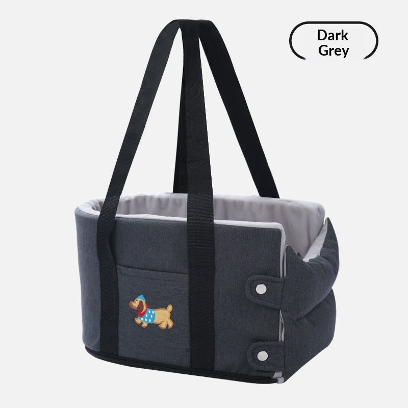HKM-1815229 Portable Dog Car Center Console Nest with Soft Linen Fabric Options