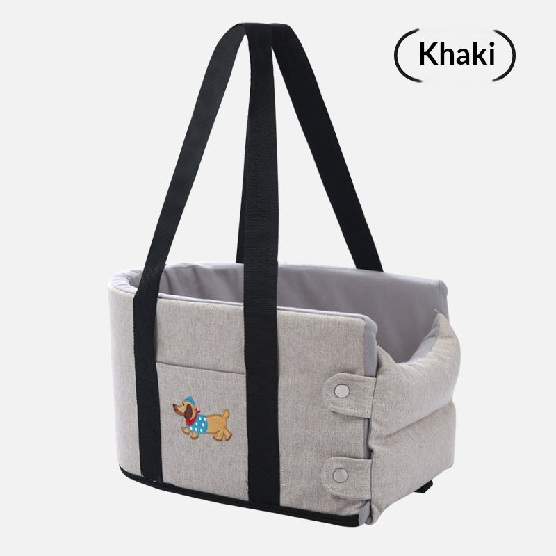 HKM-1815229 Portable Dog Car Center Console Nest with Soft Linen Fabric Options