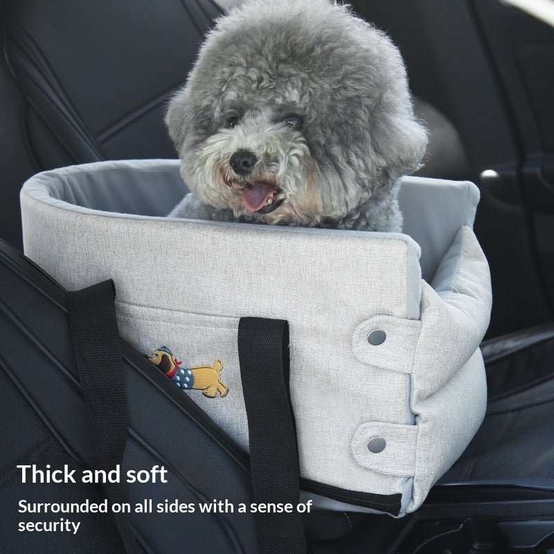 HKM-1815229 Portable Dog Car Center Console Nest with Soft Linen Fabric Options