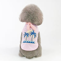 HKM-1816765 Coconut Tree Embroidered Cotton Dog Apparel in Pink and White