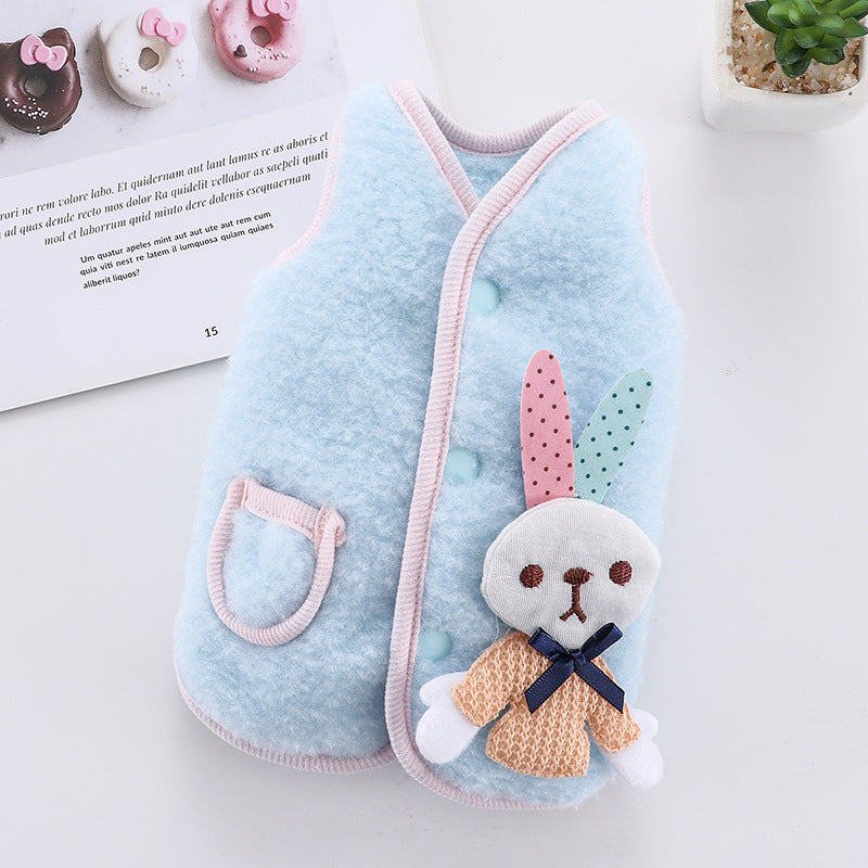 HKM-1817149 Cozy Casual Pet Vest for Dogs and Cats - Available in Pink and Blue Rabbit Designs, Multiple Sizes
