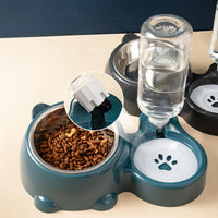 HKM-1818941 Tilted Pet Feeding Set with Removable Water Dispenser Bowl for Dogs and Cats