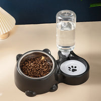 HKM-1818941 Tilted Pet Feeding Set with Removable Water Dispenser Bowl for Dogs and Cats