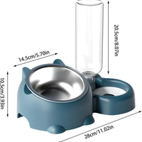 HKM-1818941 Tilted Pet Feeding Set with Removable Water Dispenser Bowl for Dogs and Cats
