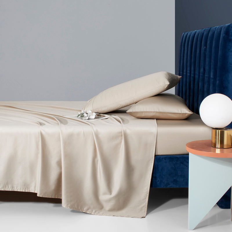 HKM-181907 Cotton Satin Bed Sheets in Various Colors and Sizes, Includes 2 Pillowcases