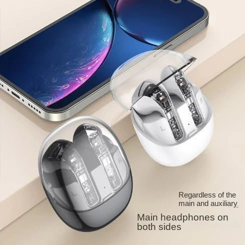 HKM-181907 Transparent Wireless Bluetooth In-Ear Headset with High Sound Quality and LED Battery Indicator