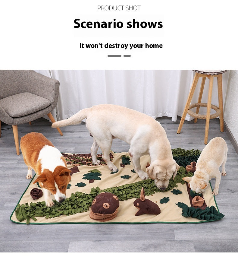 HKM-1819581 Extra Large Forest Sniffing Pad for Dogs - Energy-Consuming Puzzle Toy in Green/Brown