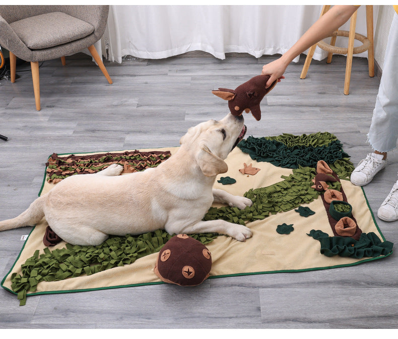 HKM-1819581 Extra Large Forest Sniffing Pad for Dogs - Energy-Consuming Puzzle Toy in Green/Brown