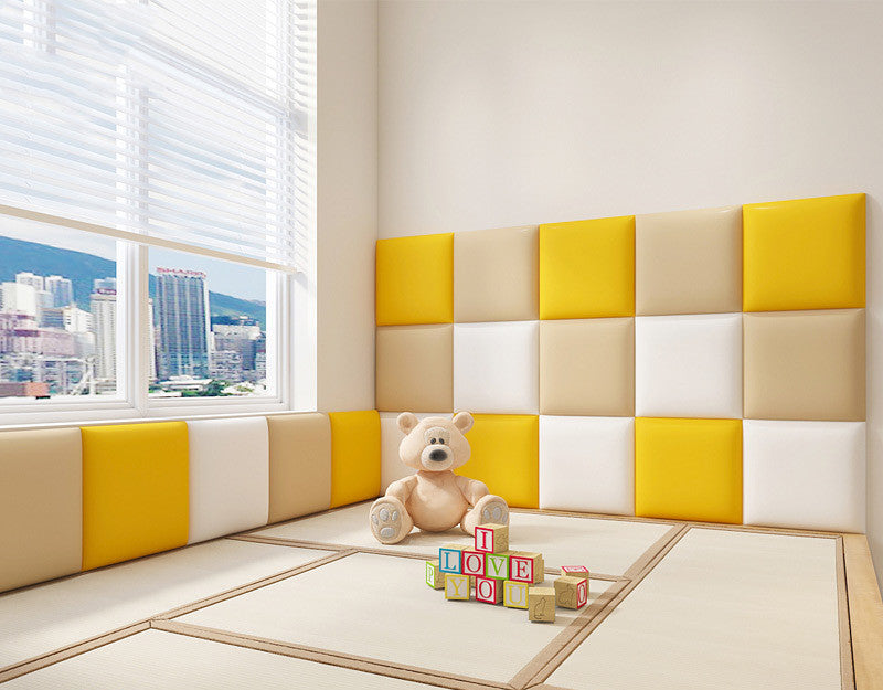 HKM-181971 Soft Package Wall Surround - Self-Adhesive in White, Sky Blue, Light Pink, Beige, and Pink, 30x30cm