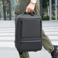 HKM-181971 Waterproof Nylon Laptop Backpack for Men & Women - USB Charging, 17 Inch Black Design