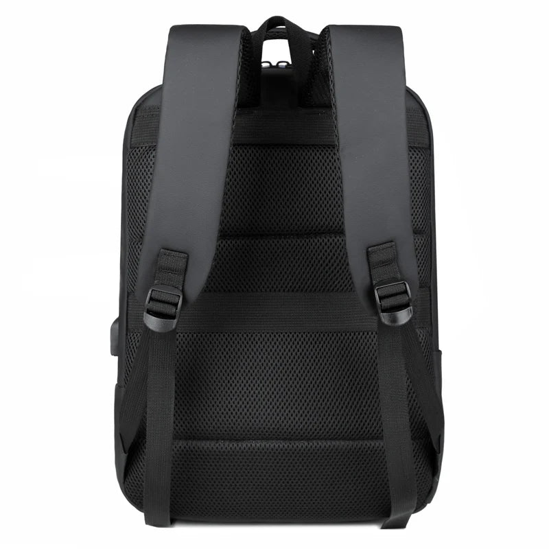 HKM-181971 Waterproof Nylon Laptop Backpack for Men & Women - USB Charging, 17 Inch Black Design