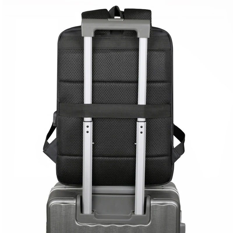 HKM-181971 Waterproof Nylon Laptop Backpack for Men & Women - USB Charging, 17 Inch Black Design