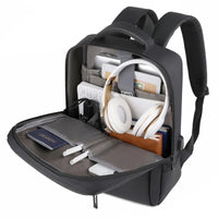 HKM-181971 Waterproof Nylon Laptop Backpack for Men & Women - USB Charging, 17 Inch Black Design