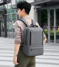 HKM-181971 Waterproof Nylon Laptop Backpack for Men & Women - USB Charging, 17 Inch Black Design