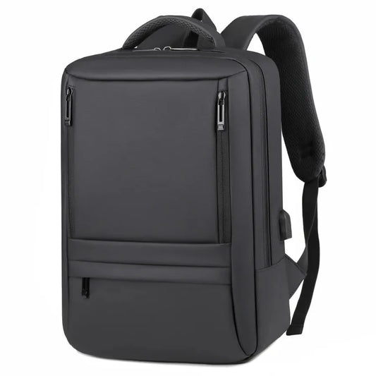 HKM-181971 Waterproof Nylon Laptop Backpack for Men & Women - USB Charging, 17 Inch Black Design