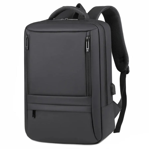 HKM-181971 Waterproof Nylon Laptop Backpack for Men & Women - USB Charging, 17 Inch Black Design