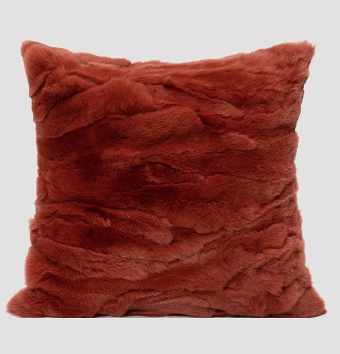 HKM-182035 Rust Red Crystal Cushion Pillow in Plush - 45x45cm & 30x50cm Options Available