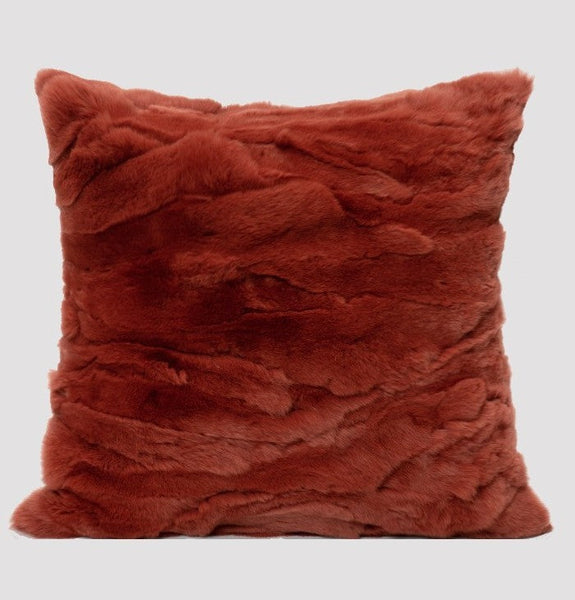 HKM-182035 Rust Red Crystal Cushion Pillow in Plush - 45x45cm & 30x50cm Options Available