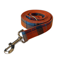 HKM-1820733 Orange Velvet Dog Collar and Leash Set with Bow - Cotton Material, Multiple Sizes Available