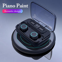 HKM-182099 Bluetooth 5.0 Headset with Digital Power Display and Noise Reduction CVC8.0, IPX7 Waterproof, Touch Control, and Mobile Phone Holder