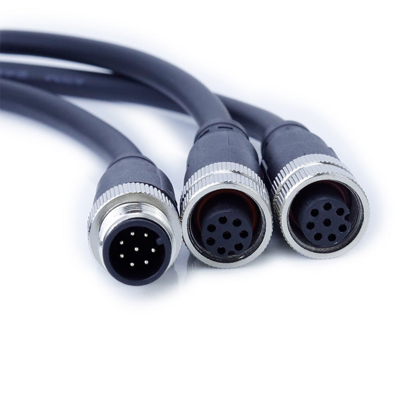 HKM-182099 M12 8-Core Aviation Waterproof Connecting Wire with Sensor Connector for Railway Applications