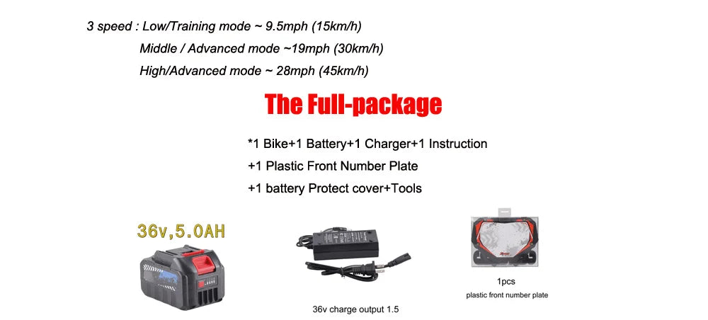 HKM-182163 20 Inch Electric Balance Bike for Kids 5-12 Years Old, 800W Power, 3 Speed, Aluminum Alloy Frame, Lithium Battery Powered
