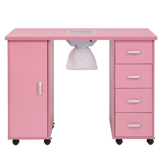HKM-182227 MDF Nail Art Table with 4 Removable Drawers and Fan, Professional Design for Salons and Spas