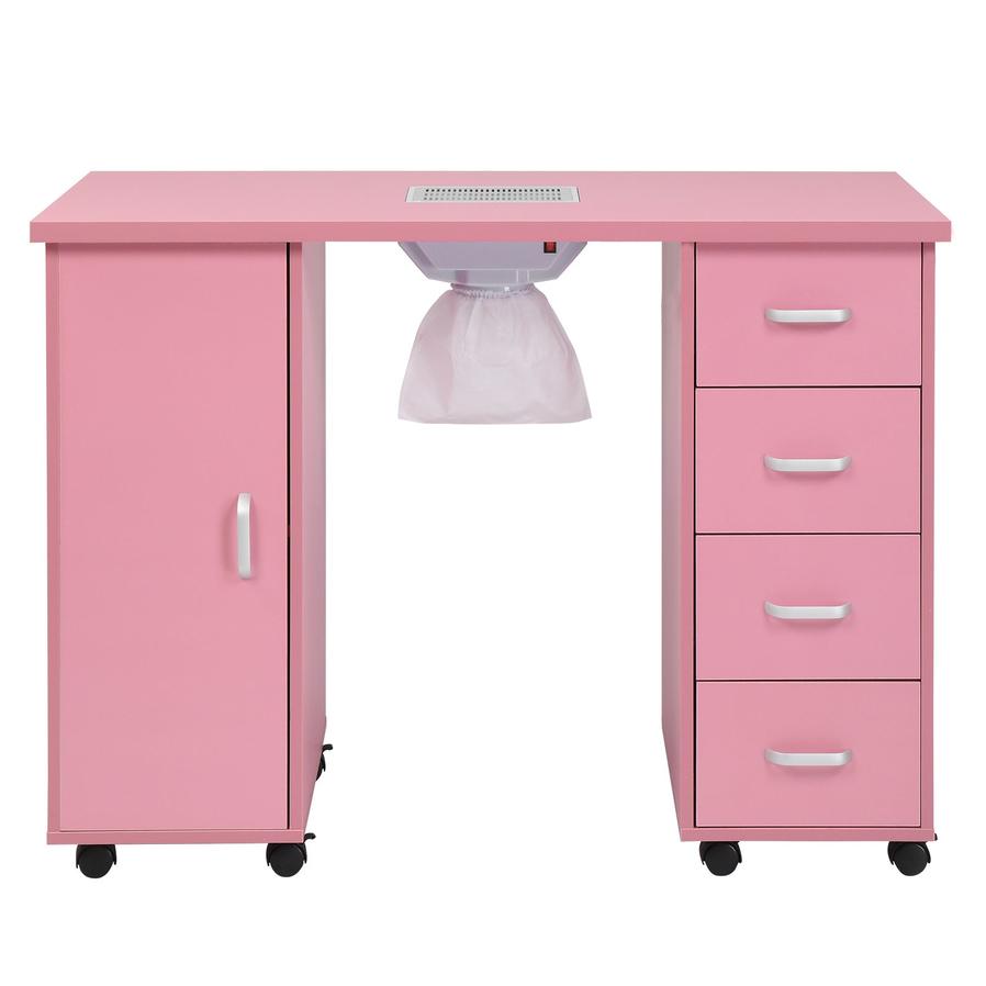 HKM-182227 MDF Nail Art Table with 4 Removable Drawers and Fan, Professional Design for Salons and Spas