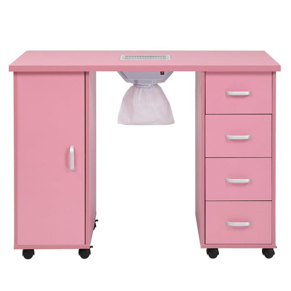 HKM-182227 MDF Nail Art Table with 4 Removable Drawers and Fan, Professional Design for Salons and Spas