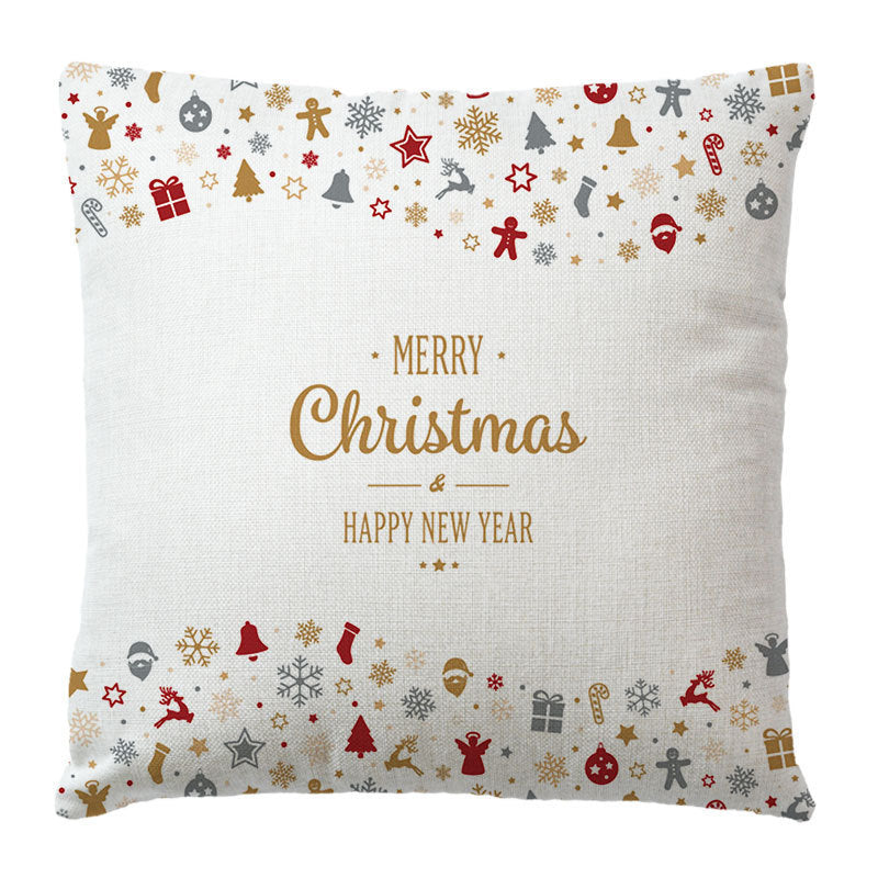 HKM-182291 Christmas Peach Skin Linen Pillowcase Cover - 45x45 cm, Multiple Color Options Available
