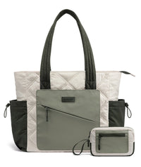 HKM-182291 Lightweight 15.6 in Quilted Laptop Tote Bag - Foldable Work Organizer and Travel Shoulder Bag for Women