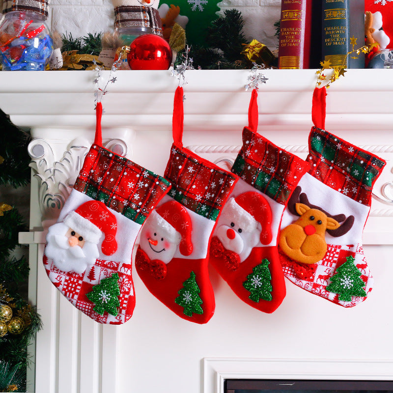 HKM-182355 Festive Cloth Christmas Ornament Socks - 25x14x19 cm