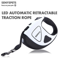 HKM-1824317 Retractable Dog Traction Rope with Light - Scalable, Available in Black & White, Green, Red, Lengths of 3m & 5m