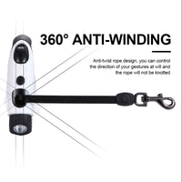 HKM-1824317 Retractable Dog Traction Rope with Light - Scalable, Available in Black & White, Green, Red, Lengths of 3m & 5m