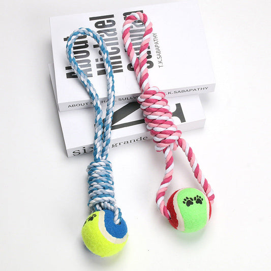 HKM-1825341 Durable Cotton String Dog Toy for Medium to Large Dogs - 38cm in Red, White, and Blue