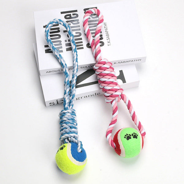 HKM-1825341 Durable Cotton String Dog Toy for Medium to Large Dogs - 38cm in Red, White, and Blue