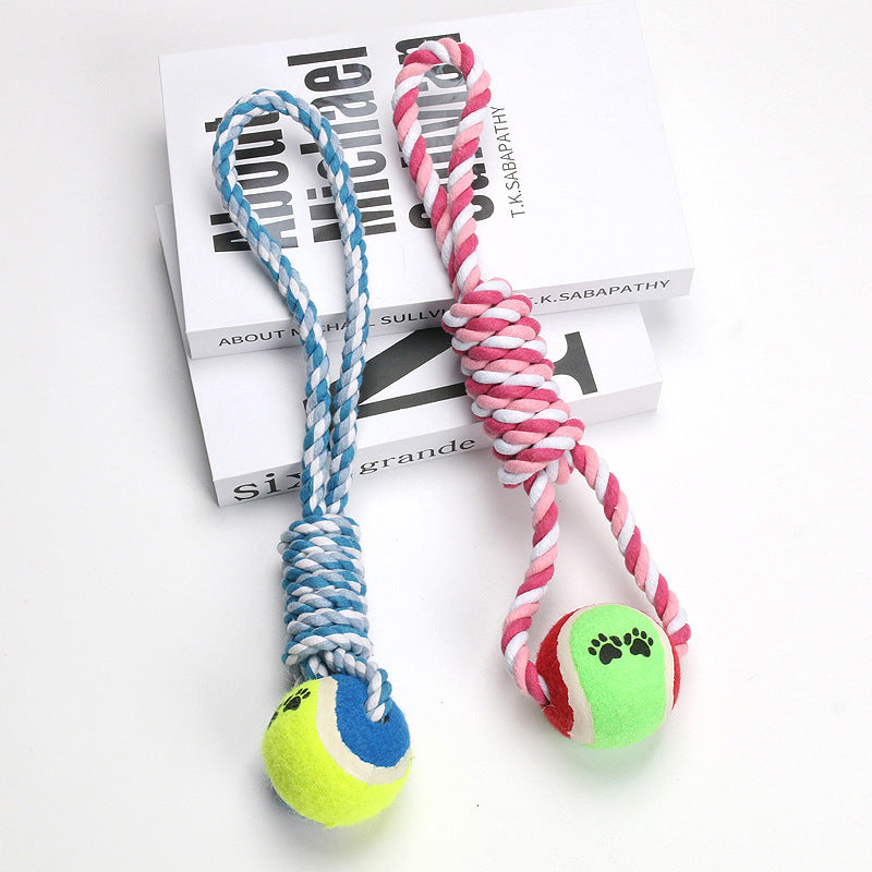 HKM-1825341 Durable Cotton String Dog Toy for Medium to Large Dogs - 38cm in Red, White, and Blue
