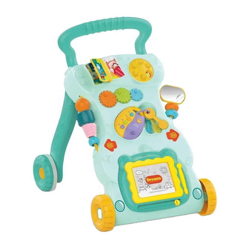 HKM-182547 Multifunctional 4-in-1 Toddler Trolley Baby Walker with Stainless Steel Frame