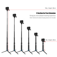 HKM-182611 Aluminum Alloy Tripod Selfie Stick with GoPro Mount and Mobile Phone Holder