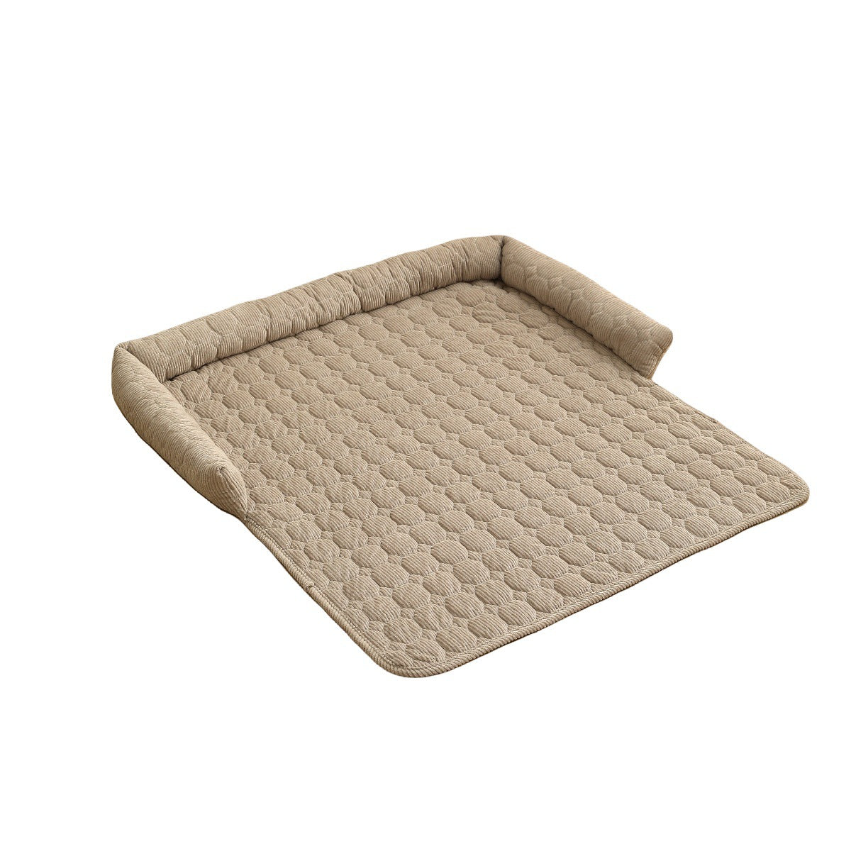 HKM-1826365 Corduroy Pet Bed with Neck Pillow ¨C Soft and Thick Calming Mat for Home, Car, and Outdoor Use (75x75CM)