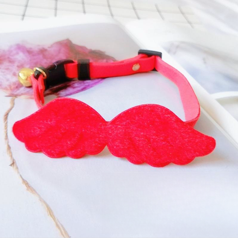 HKM-1826493 Adjustable Dog Collar with Bell and Angel Wings in Multiple Colors