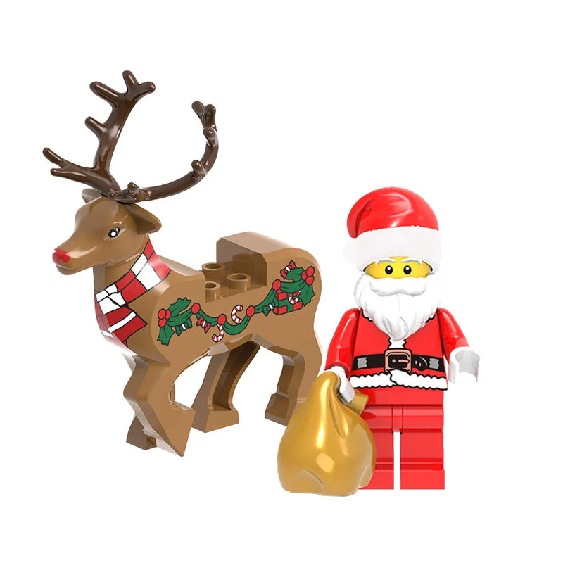 HKM-182739 Christmas Deer Santa Claus Building Toy Set for Kids - DIY Action Figure Assembly with Eco-Friendly Materials