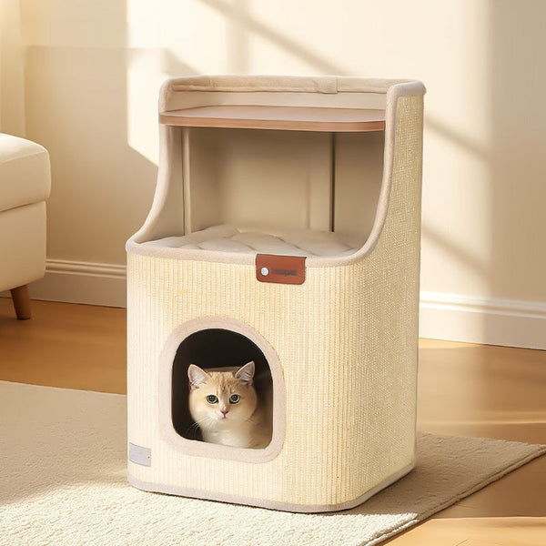 HKM-1830461 Sisal Cat Sleeping Barrel in Roman Holiday Color - Minimalist Square Design
