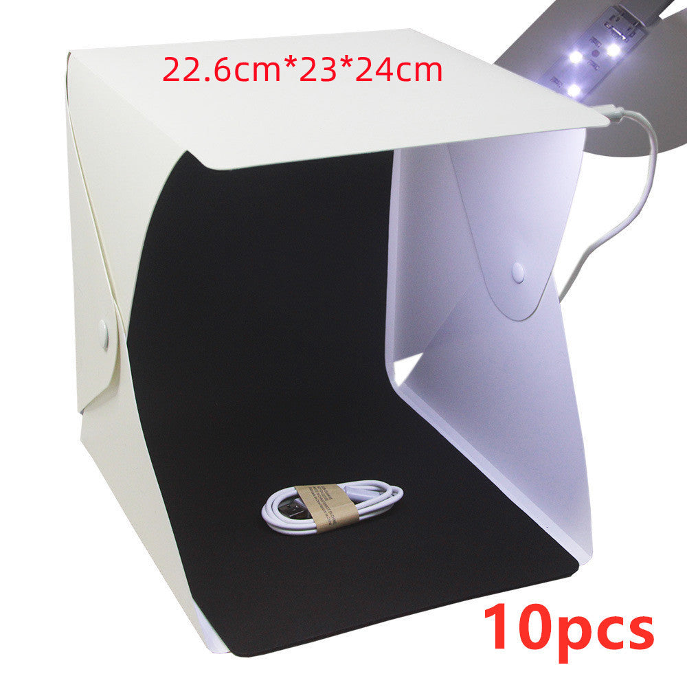 HKM-183123 20cm Portable Pop-Up LED Light Box for Personal Photography with Black and White Backgrounds