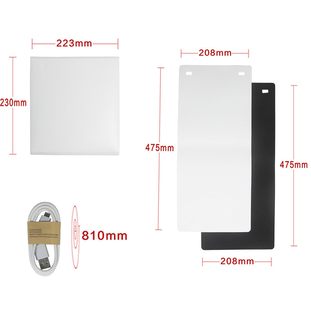 HKM-183123 20cm Portable Pop-Up LED Light Box for Personal Photography with Black and White Backgrounds