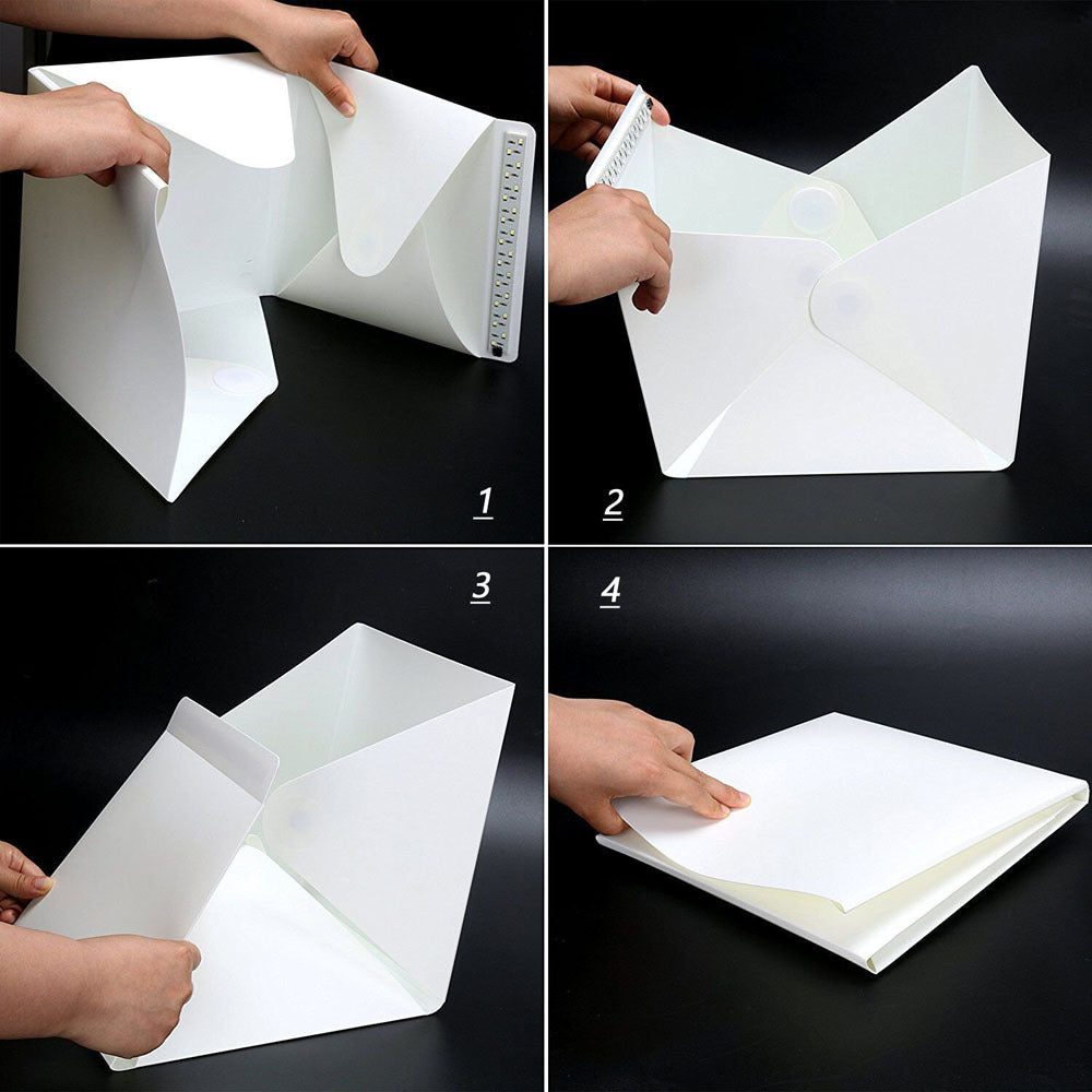 HKM-183123 20cm Portable Pop-Up LED Light Box for Personal Photography with Black and White Backgrounds
