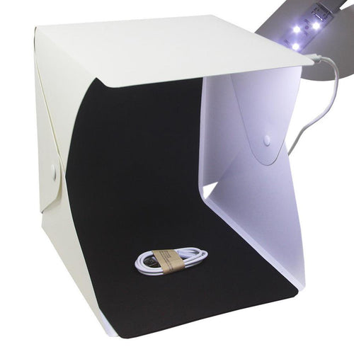 HKM-183123 20cm Portable Pop-Up LED Light Box for Personal Photography with Black and White Backgrounds